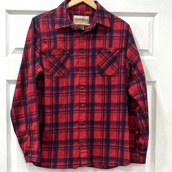 Outdoor Casuals Women’s Red and Blue Flannel Button Up Size XL - Picture 1 of 3